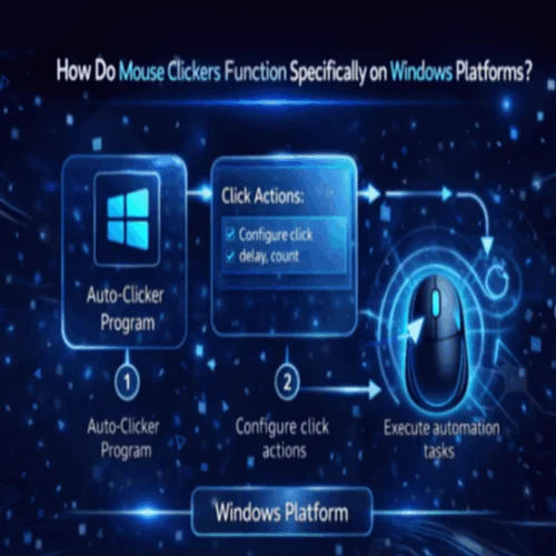 How do mouse clickers function specifically on Windows platforms?