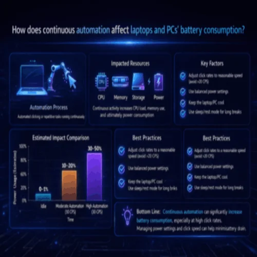 How does continuous automation affect laptops and PCs' battery consumption?