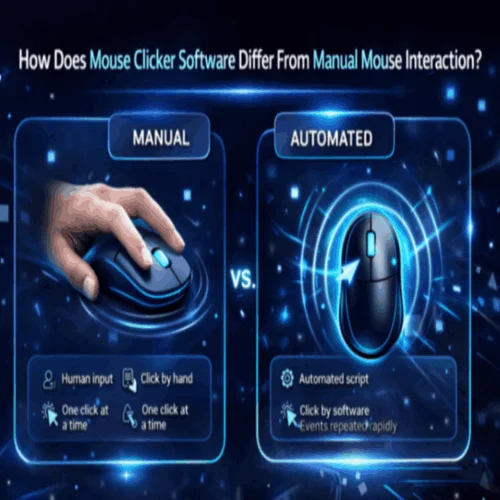 How does mouse clicker software differ from manual mouse interaction?