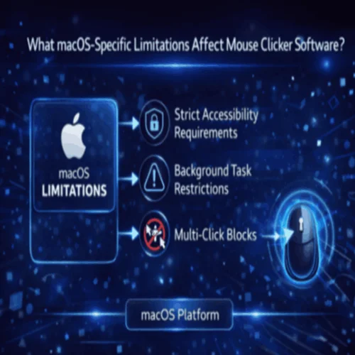 What macOS-specific limitations affect mouse clicker software?