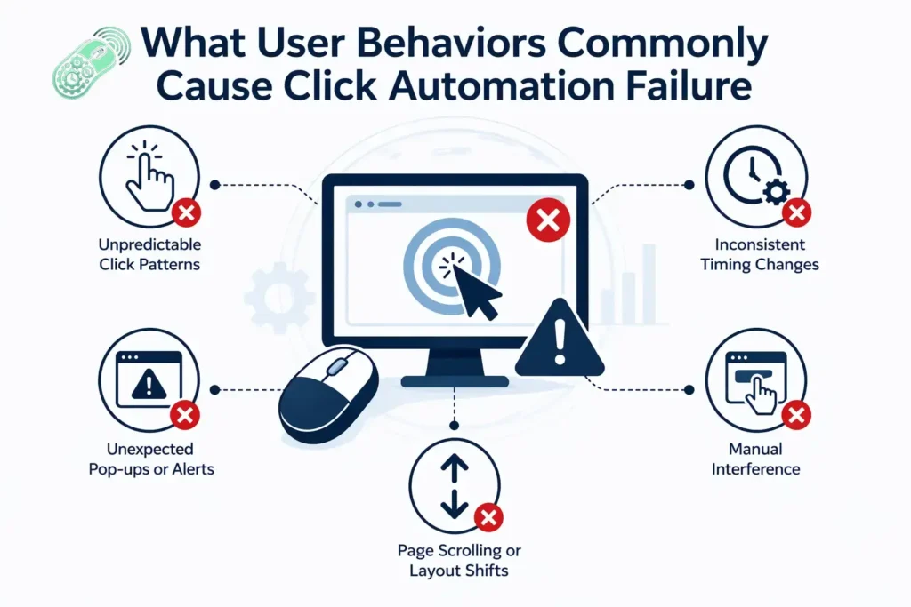 What User Behaviors Commonly Cause Click Automation Failure?