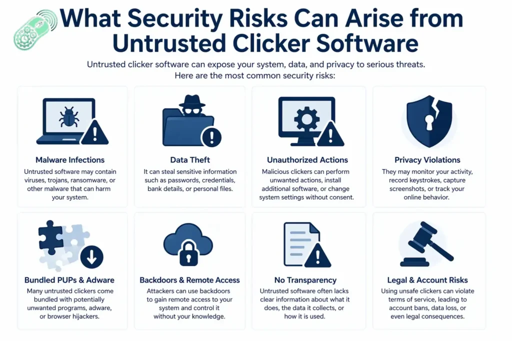 What Security Risks Can Arise from Untrusted Clicker Software?